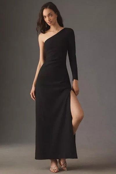 Bhldn Rome One-shoulder Sleeveless A-line Maxi Dress In Black