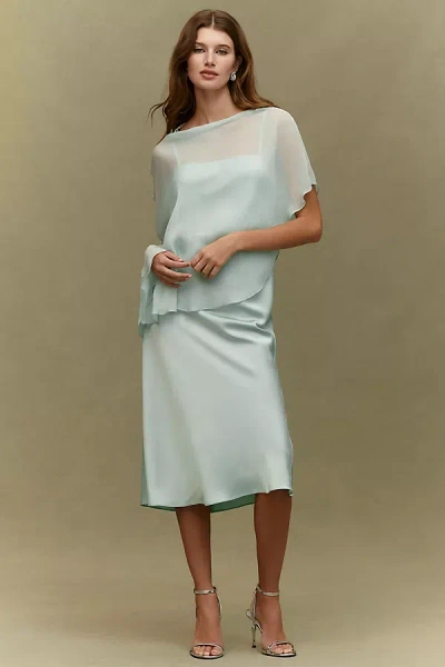Bhldn Romy Satin Chiffon Cape Dress In Blue