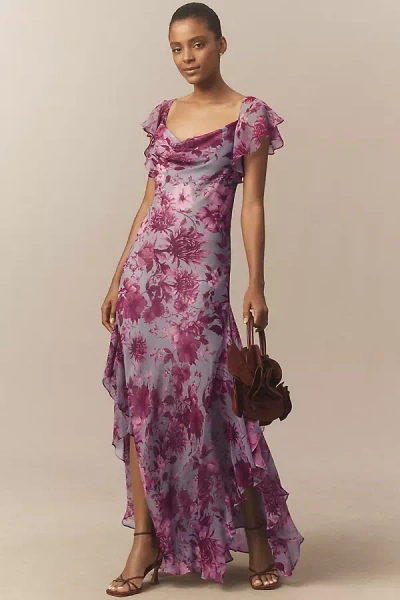 Bhldn Ruffle Chiffon Maxi Dress In Multi