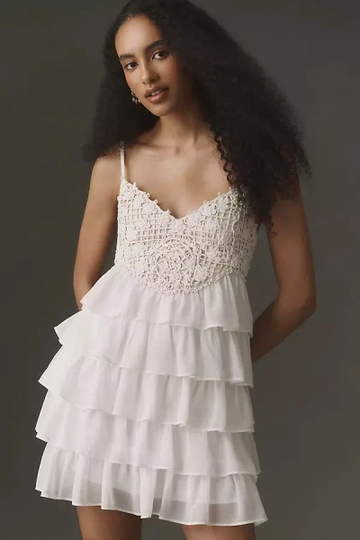 Bhldn Ruffle Deco Mini Dress In White