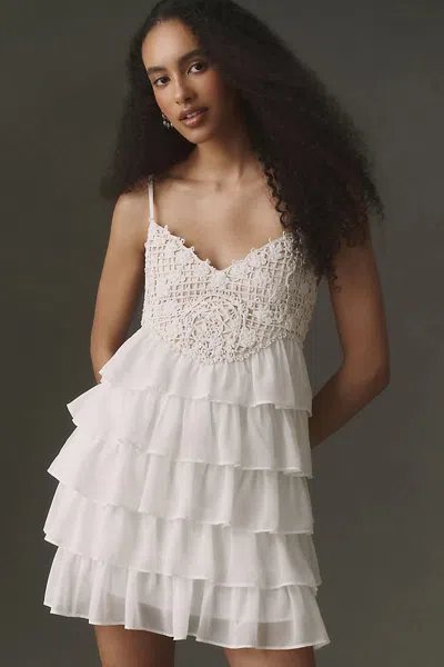 Bhldn Ruffle Deco Mini Dress In White
