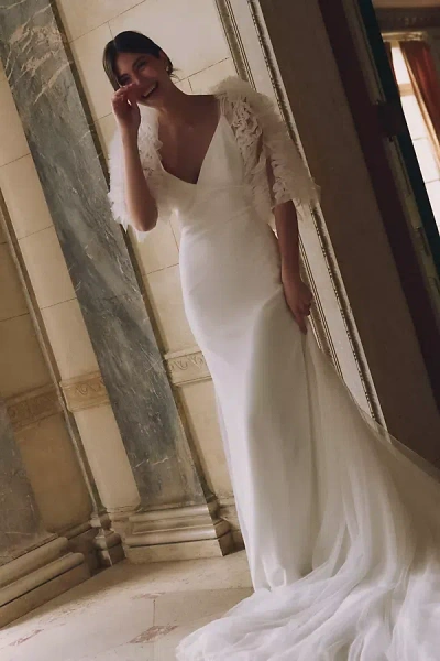 Bhldn Ruffle Shrug In White