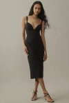 Bhldn Sage Sweetheart Stretch Crepe Midi Dress In Black