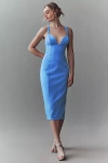 Bhldn Sage Sweetheart Stretch Crepe Midi Dress In Blue