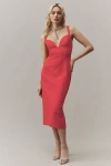 Bhldn Sage Sweetheart Stretch Crepe Midi Dress In Red