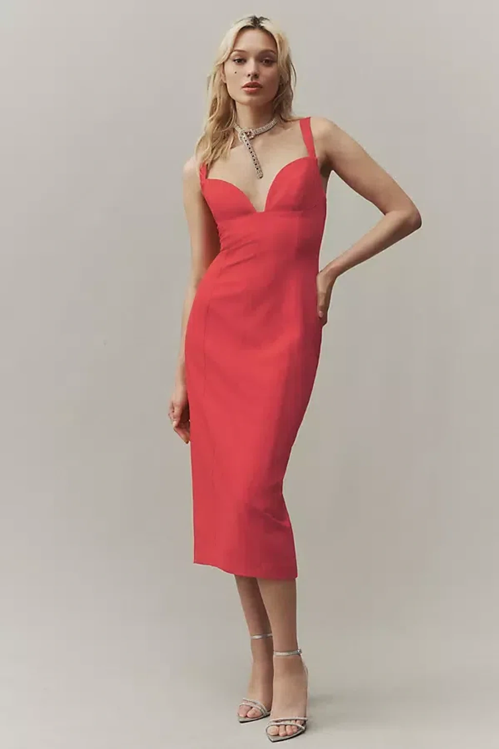 bhldn red dress Bhldn Off-shoulder Bell-sleeve Maxi Dress