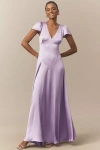 Bhldn Sammie Short-sleeve V-neck A-line Maxi Dress In Purple