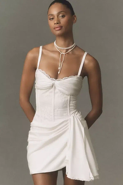 Bhldn Satin Bustier Sweetheart Mini Dress In White