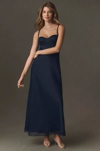 Bhldn Satin Corset Slip Dress In Blue