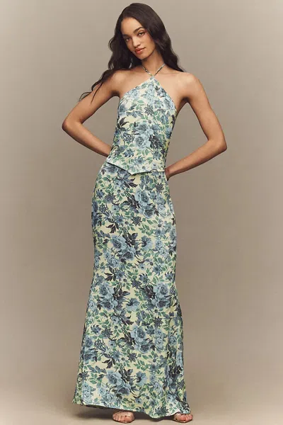 Bhldn Satin Halter-neck Maxi Dress In Multi