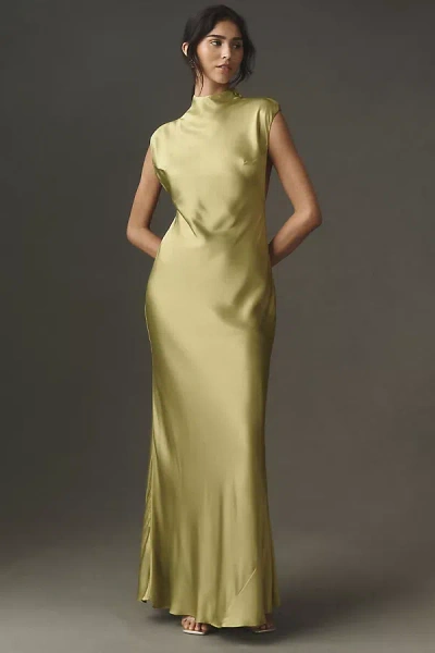 Bhldn Satin Knot Maxi Dress In Green