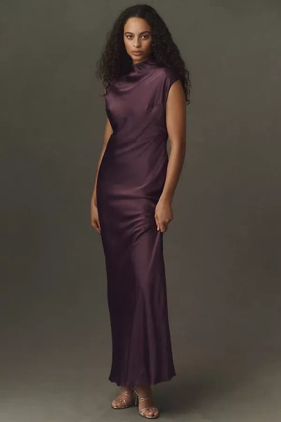 Bhldn Satin Knot Maxi Dress In Brown