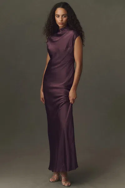 Bhldn Satin Knot Maxi Dress In Purple