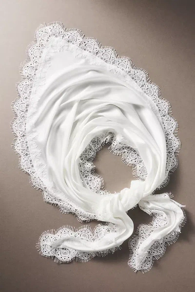 Bhldn Satin Lace-trim Hair Scarf In White