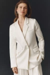 Bhldn Satin Oversized Blazer Jacket In White
