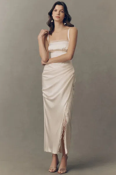 Bhldn Satin Stretch Maxi Dress In Beige