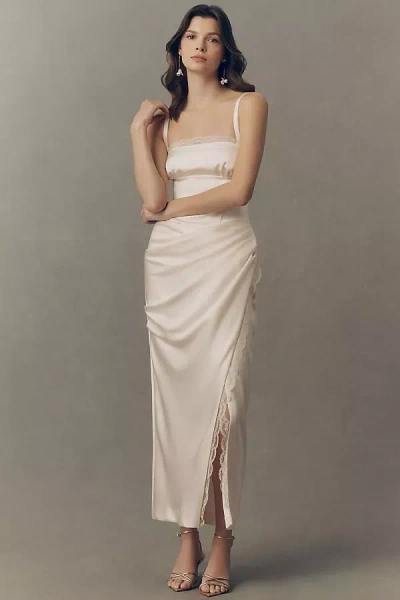 Bhldn Satin Stretch Maxi Dress In Neutral