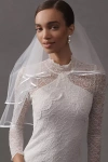 Bhldn Satin-trim Mini Bridal Veil In White
