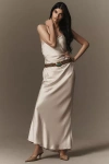 Bhldn Saylor Cowl-neck Satin Maxi Dress In Beige
