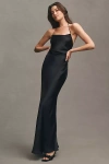 Bhldn Saylor Cowl-neck Satin Maxi Dress In Black