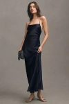 Bhldn Saylor Cowl-neck Satin Maxi Dress In Blue