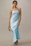 Bhldn Saylor Cowl-neck Satin Maxi Dress In Blue
