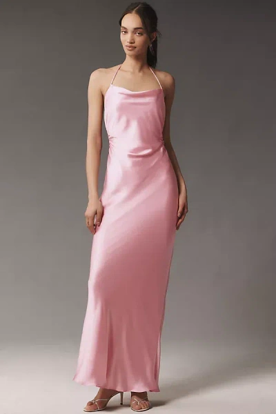 Bhldn Saylor Cowl-neck Satin Maxi Dress In Pink