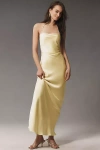 Bhldn Saylor Cowl-neck Satin Maxi Dress In Yellow