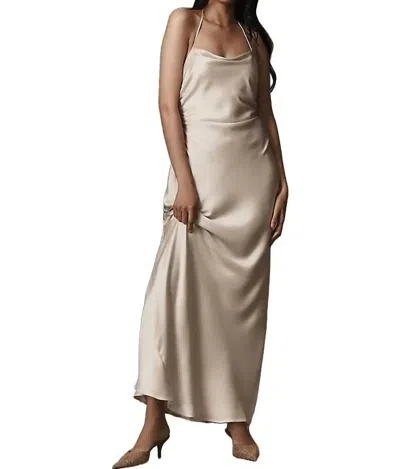 Bhldn Saylor Satin Cowl Neck Maxi Dress In Champagne In Gray