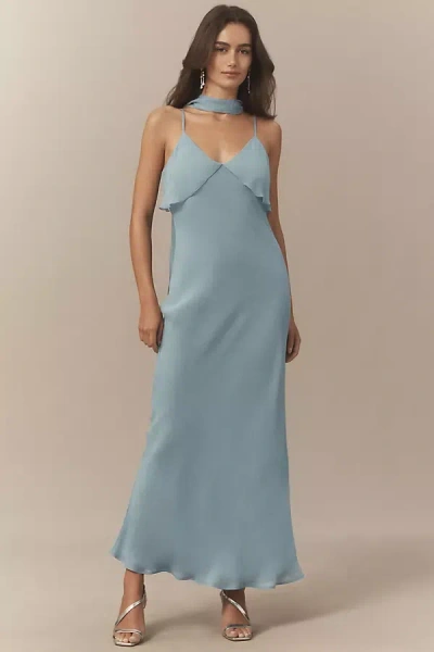 Bhldn Scarf Detail Slip Maxi Dress In Blue