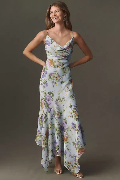 Bhldn Scoop-neck Chiffon Maxi Dress In Blue