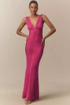 Bhldn Selena Plunge-neck Stretch Jersey Maxi Dress In Pink