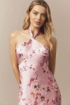 Bhldn Selma Halter-neck High-shine Satin Maxi Dress In Pink