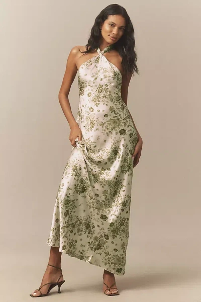 Bhldn Selma Halter-neck Satin Maxi Dress In Multi