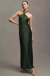 Bhldn Selma Halter-neck Satin Maxi Dress In Green