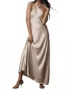 Bhldn Selma Halter Neck Satin Maxi Dress In Champagne In White