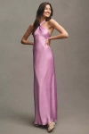 Bhldn Selma Halter-neck Satin Maxi Dress In Pink