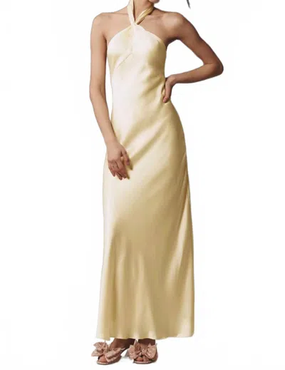 BHLDN SELMA SATIN MAXI DRESS IN BUTTER YELLOW