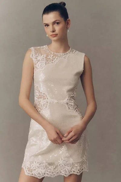 Bhldn Sequin And Lace Mini Dress In Neutral