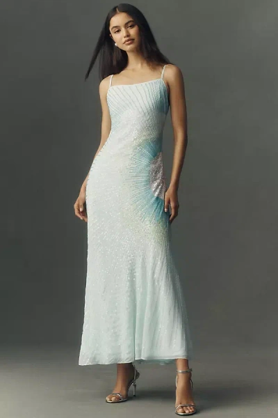 Bhldn Sheer Beaded Slip Dress In Blue
