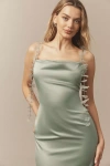 Bhldn Sleeveless 3d Floral Side-slit Maxi Dress In Green