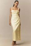 Bhldn Sleeveless 3d Floral Side-slit Maxi Dress In Neutral