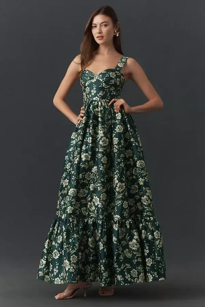 Bhldn Sleeveless Knot-front Fit & Flare Maxi Dress In Green