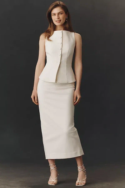 Bhldn Sleeveless Layered Column Maxi Dress In White