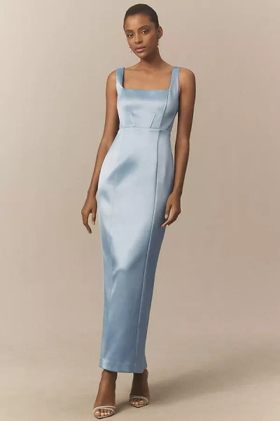Bhldn Sleeveless Square-neck Corset Maxi Dress In Blue