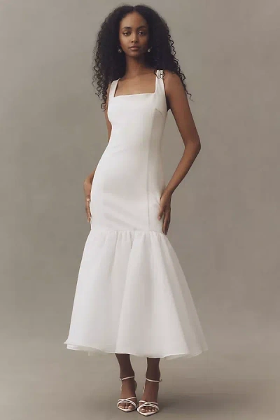 Bhldn Sleeveless Square-neck Trumpet Maxi Dress In White