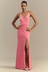 Bhldn Stella Sleeveless V-neck Stretch Crepe Maxi Dress In Pink