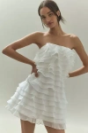 BHLDN STRAPLESS A-LINE RUFFLED MINI DRESS