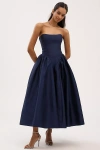 Bhldn Strapless Basque-waist A-line Midi Dress