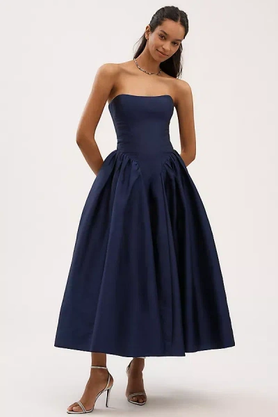 Bhldn Strapless Basque-waist A-line Midi Dress